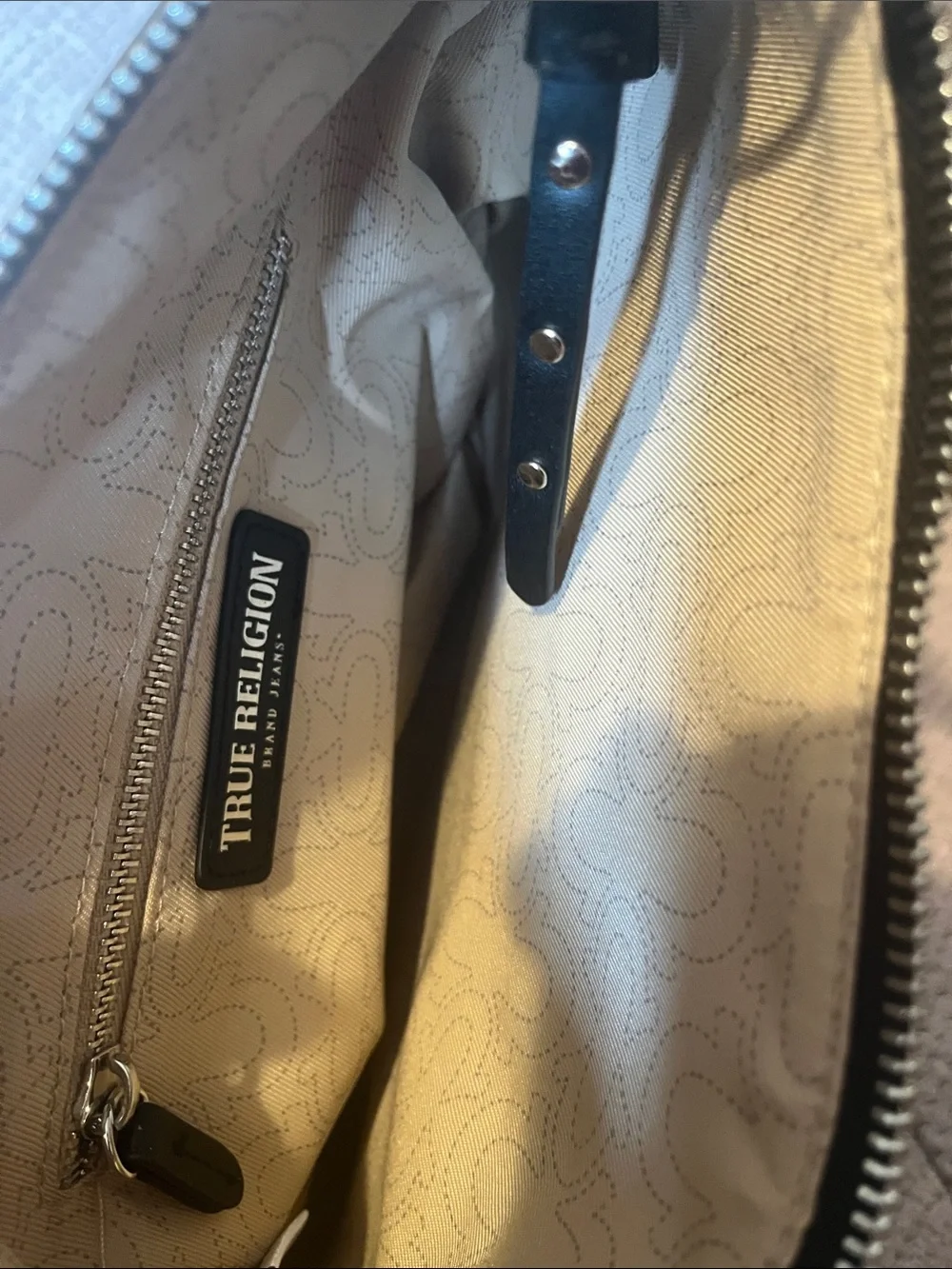 True Religion Black Leather Studded Messenger Bag